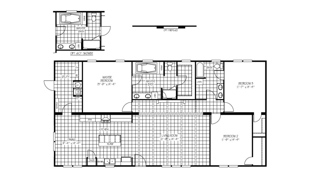 EISENHOWER FLOORPLAN CHEAP DOUBLE WIDE MOBILE HOME
